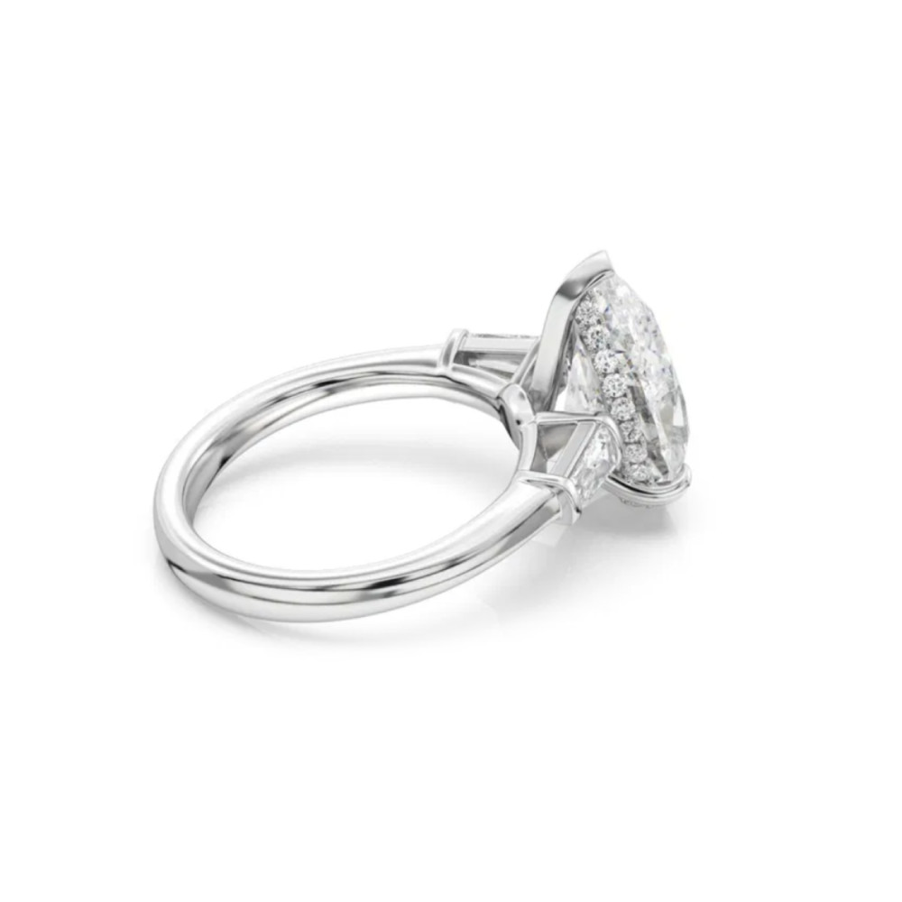 14K White Gold Semi Mount Setting Pear Cut Diamond Ring 0.70 Carat Wedding