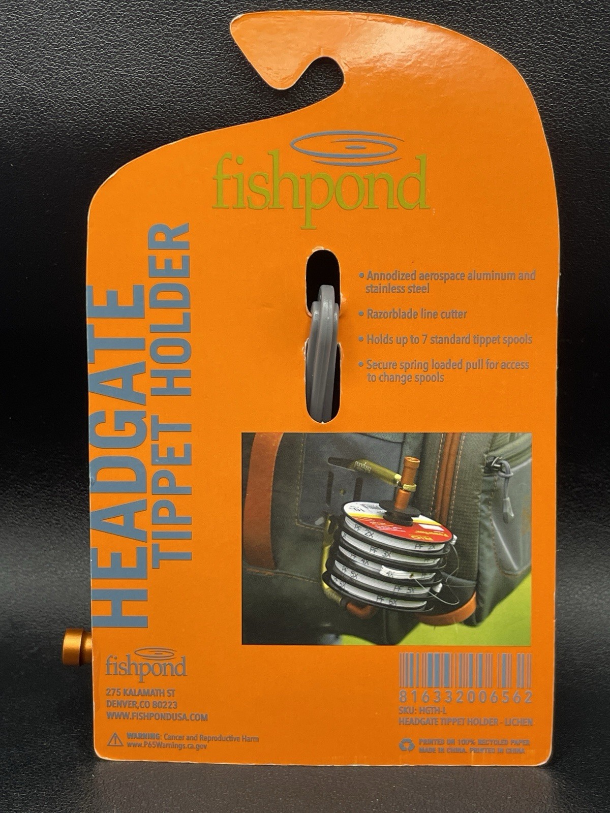 Fishpond Headgate Tippet Holder | Holds 7 Standard Tippet Spools Aluminum HGTH-L