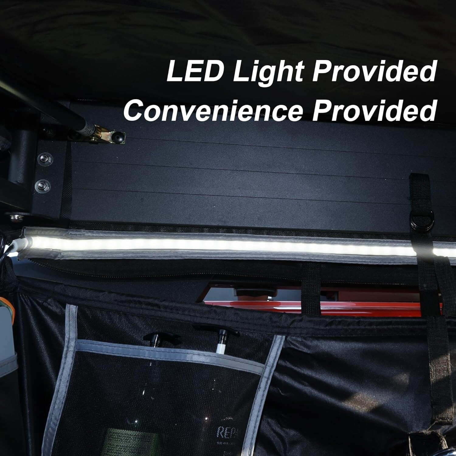 Naturnest Car Camping Shower Tent Overland Shower Awning with Roof LED Floor Mat