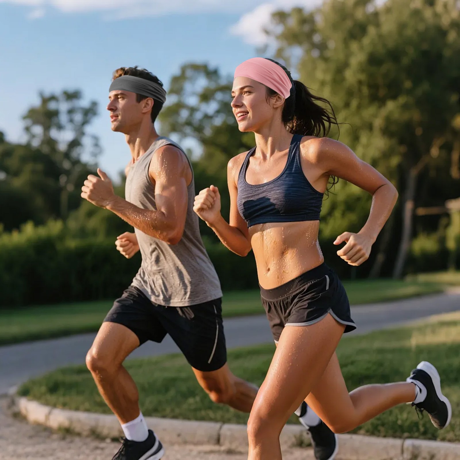 10 PCS Soft Elastic Headbands Unisex Wide Sports Hair Bands for Gym Running Yoga