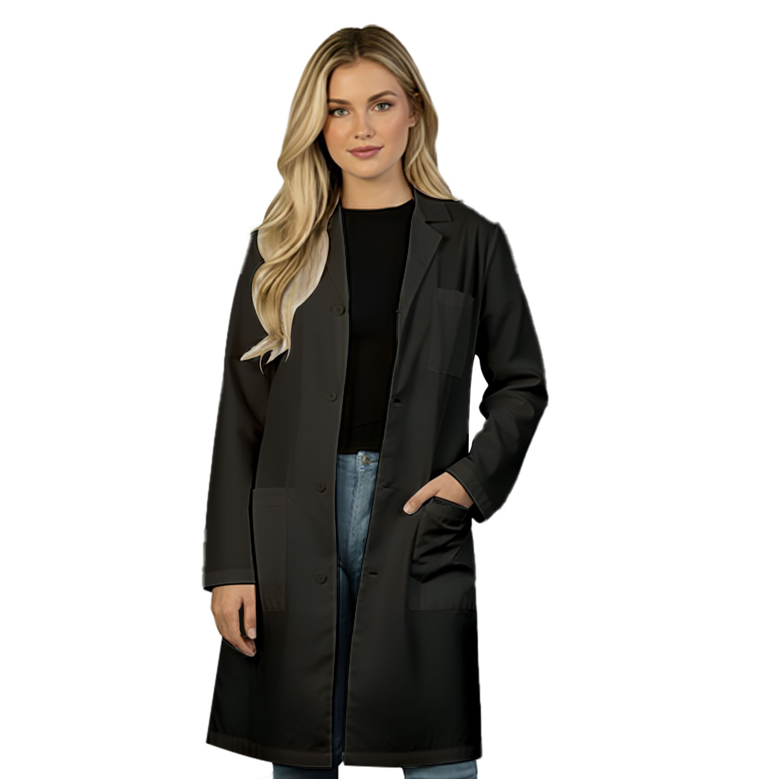 HeedFit Unisex Lab Coat 40" Poly-Cotton - Medical Uniform, 3 Pockets & Pen Slot