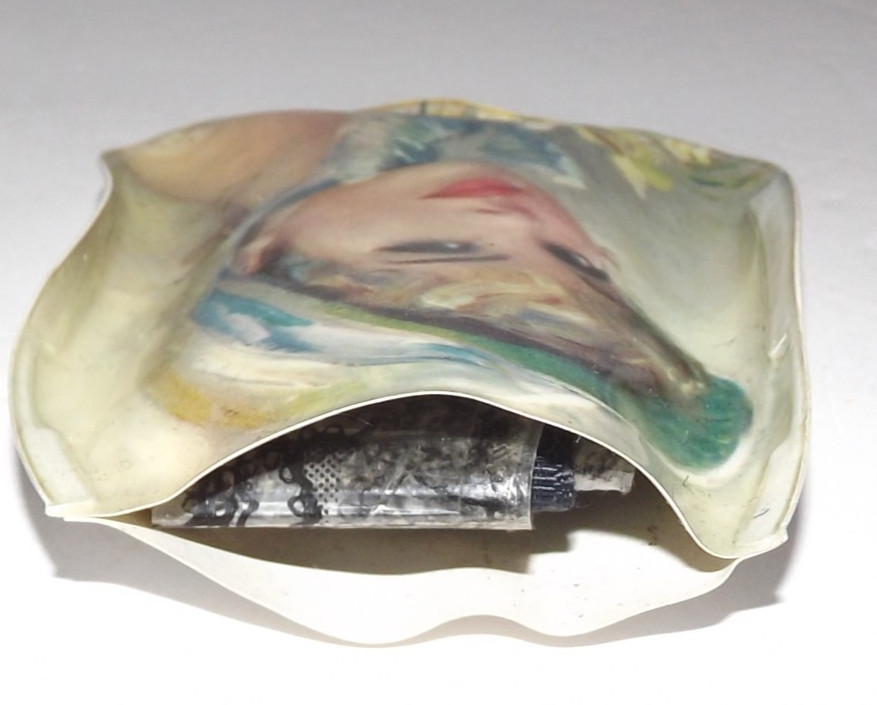 Vintage Rain Bonnet In Pouch Lady In Blue Bonnet By John Strevens