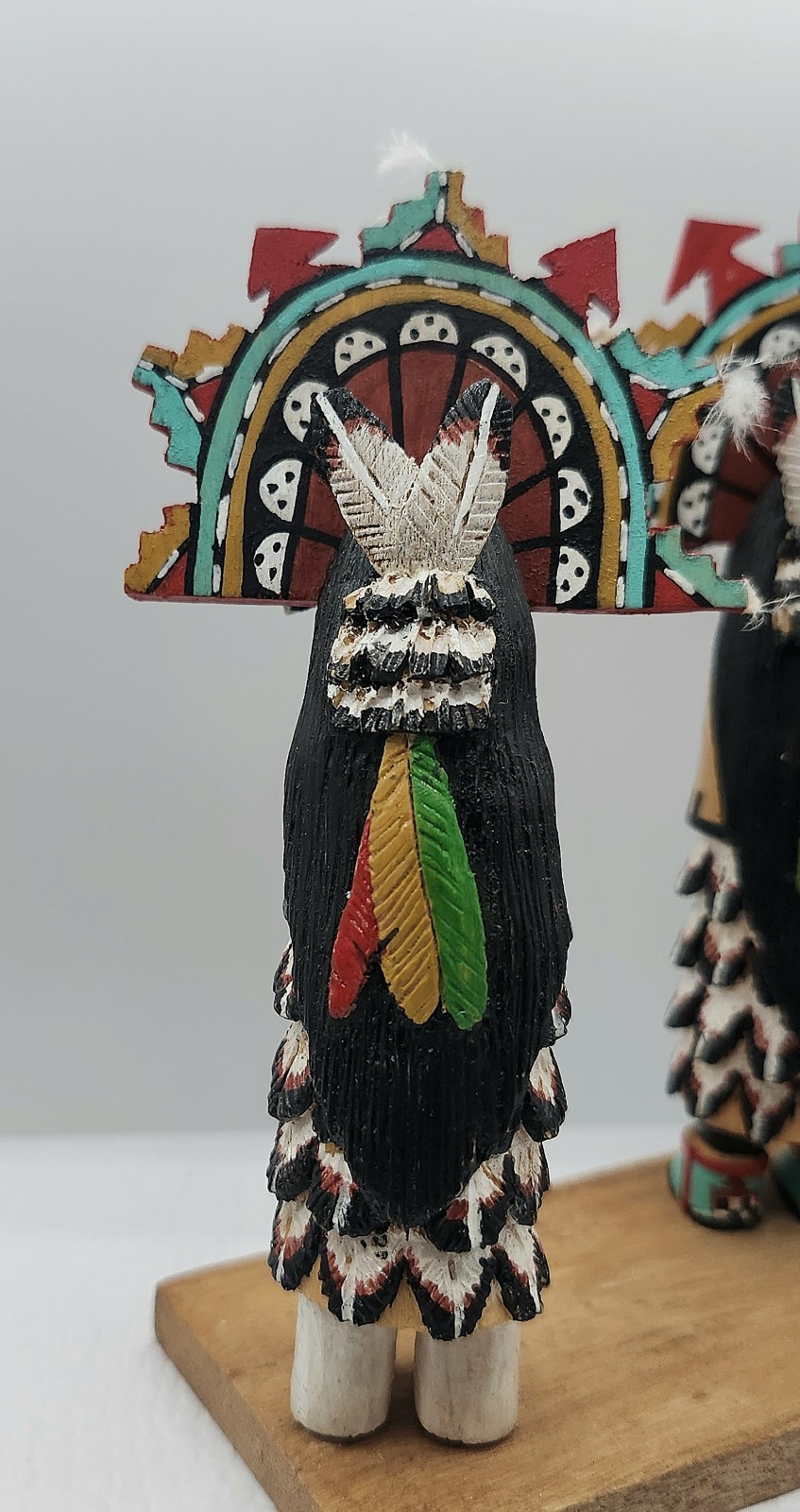 Vtg Wood Native American Hopi Salako Taka & Mana Kachina Figures M. Poseyesva Jr