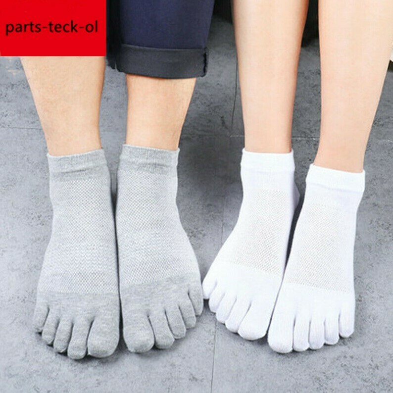 5-6 Pack 100% Cotton Women Low Cut Ankle Five Finger Toe Socks Sport Breathe 5-9