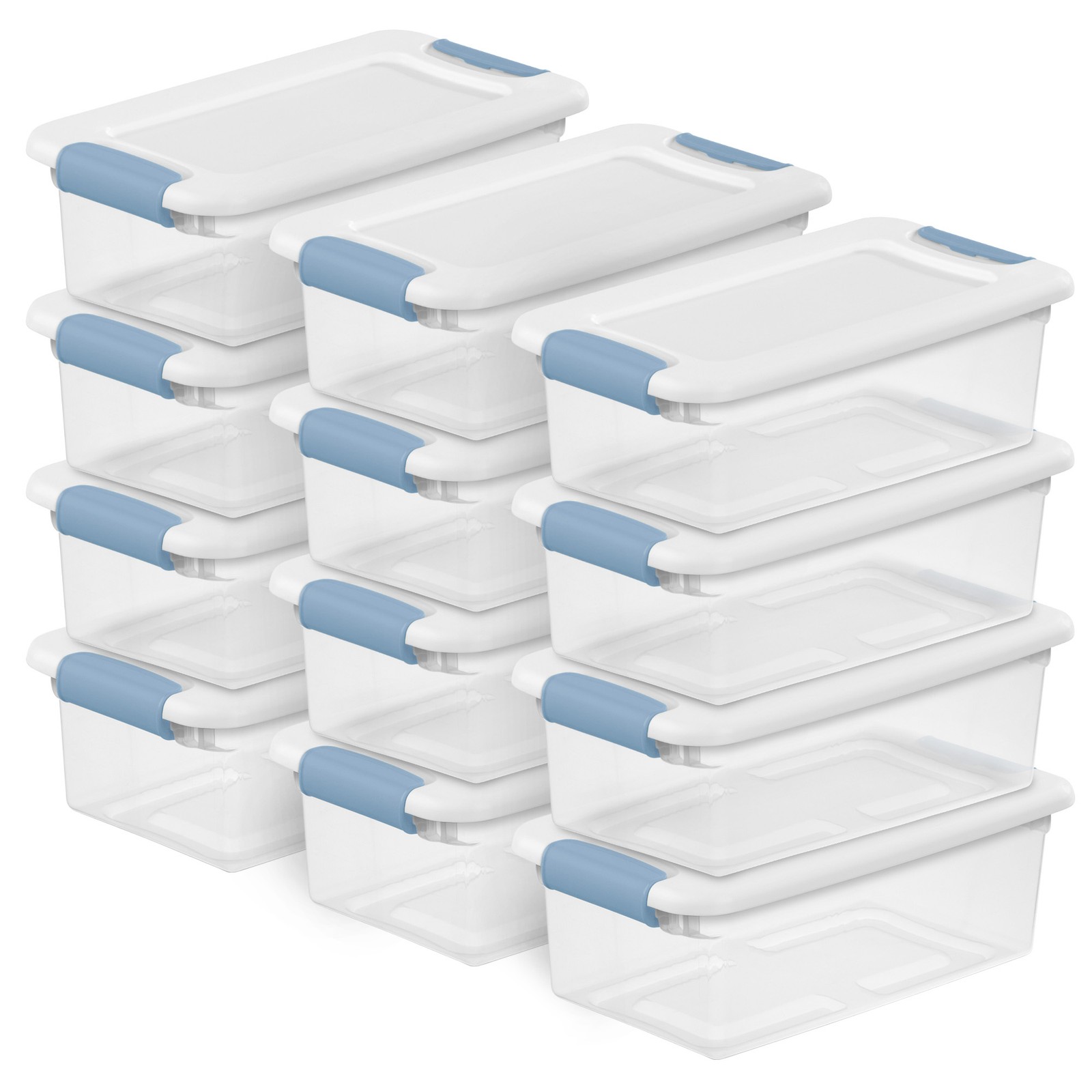 Sterilite 6 Qt. Plastic Stackable Storage Box with Latching Lid, Clear (12 Pack)