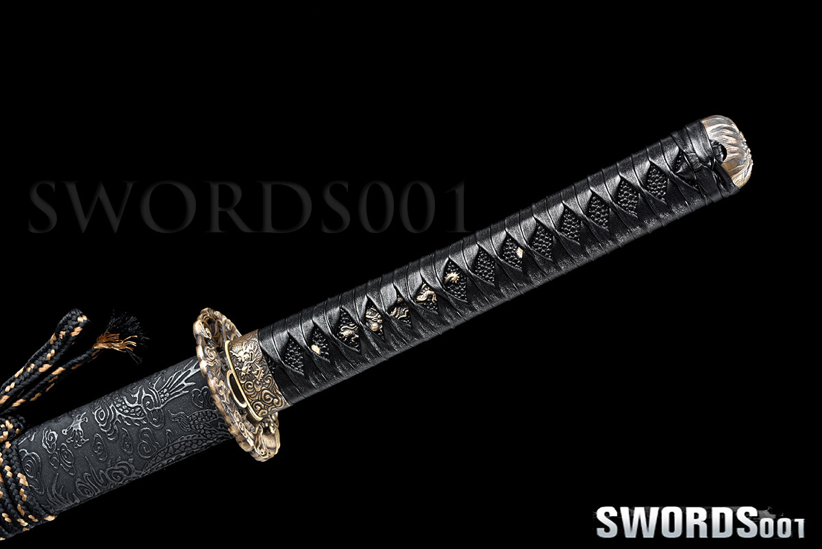 Japanese Samurai Sword Damascus Folded Steel Red Blade Sharp 40'' Dragon Katana