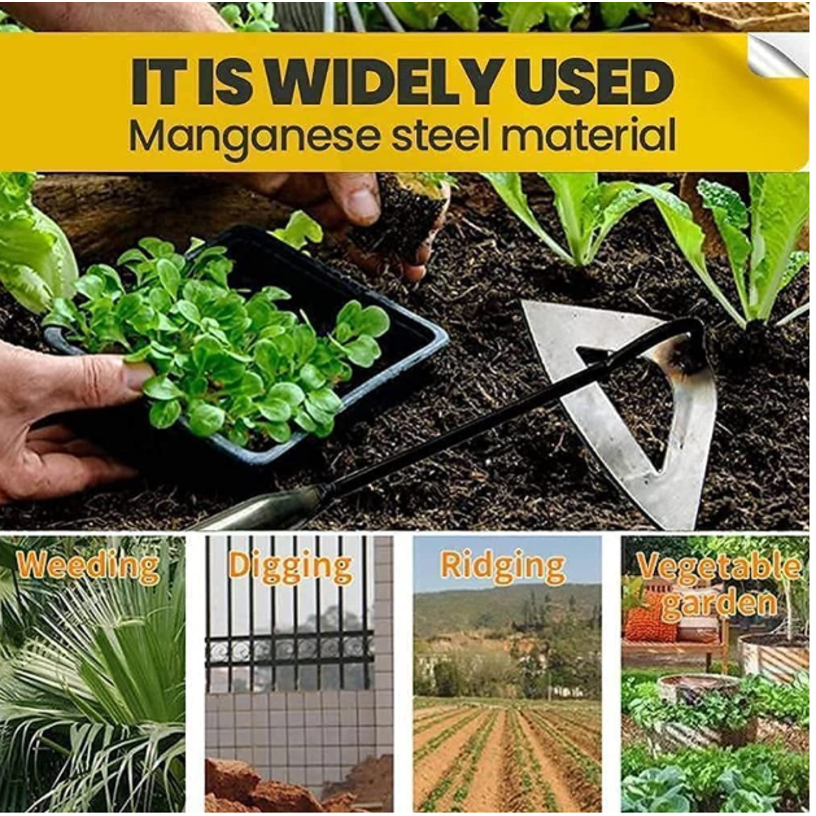 LOT-OF-2 Garden Hoe All-Steel Hardened Hollow Hoe Weeding, Garden Edger Weeder