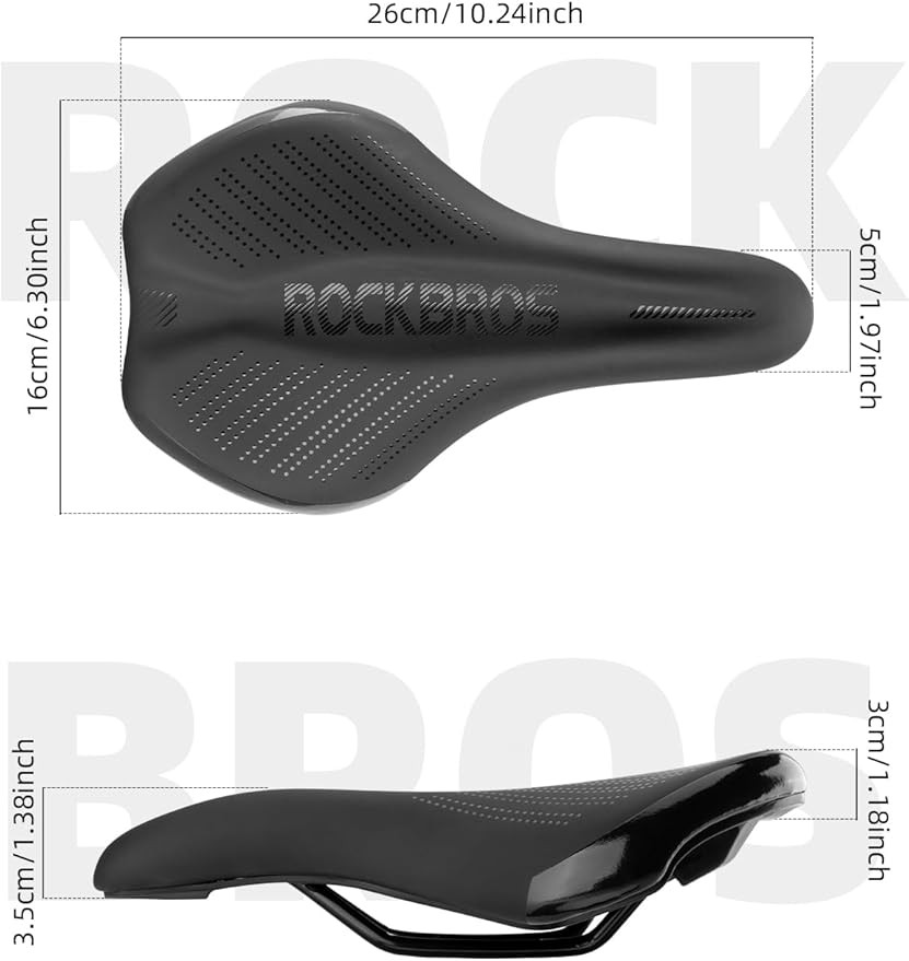 ROCKBROS Bike Seat Cushion Memory Foam Carbon Steel Saddle with Reflective Dots