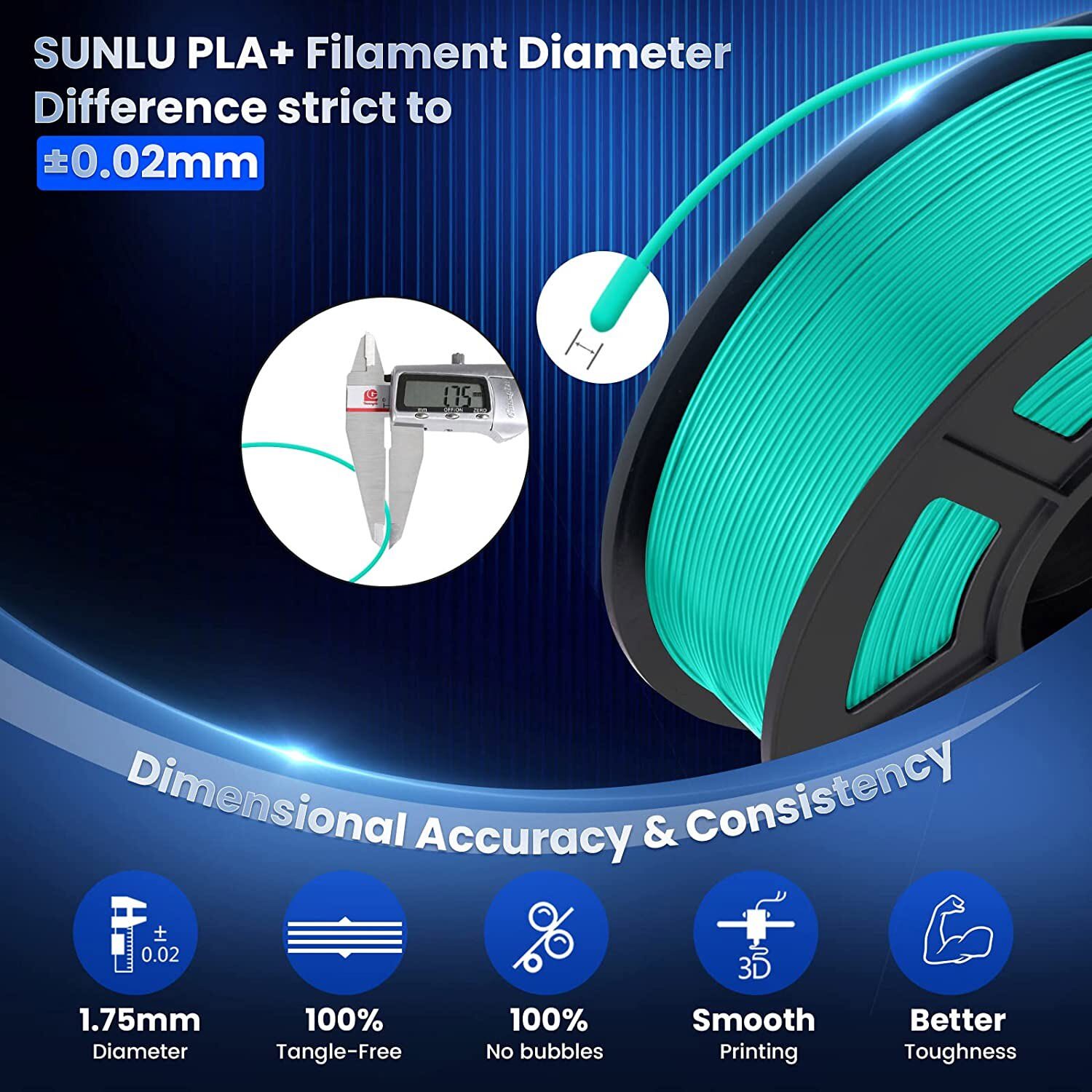 SUNLU 10x 1KG PLA+ 3D Printer Filament 1.75mm PLA Plus 10KG For FDM 3D Printers