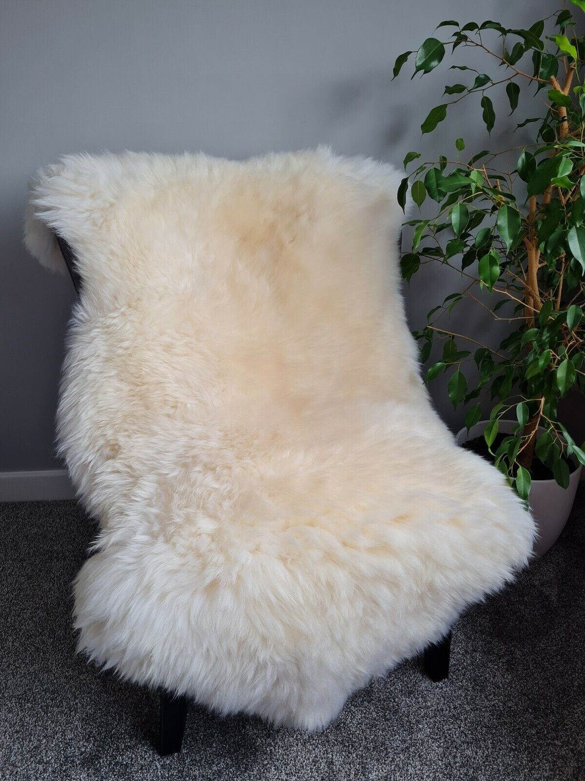 Ivory Real Sheepskin Rugs Fluffy Fur Sofa Couch Mats Soft Skin Fur Car Seat Pads