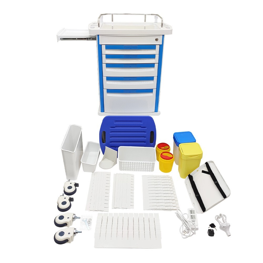 Anesthesia Emergency Treatment Trolley Medicine Medical Cart ABS Plastic