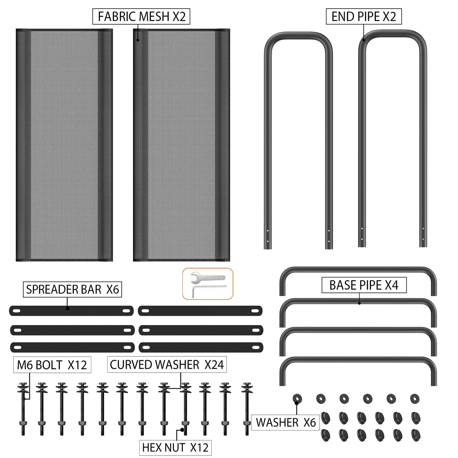 8FT Firewood Rack Outdoor with Fabric Mesh for Storing Logs of Various Size, ...