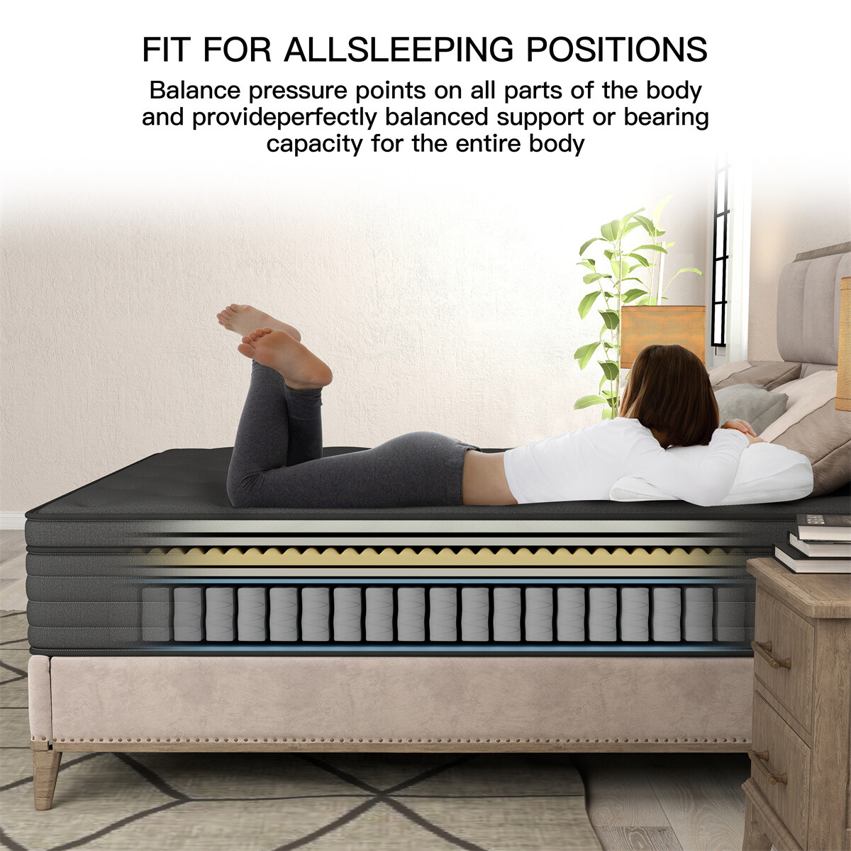 12"14" Twin Full Queen King Size Mattress Memory Foam Hybrid Spring Bed In a Box