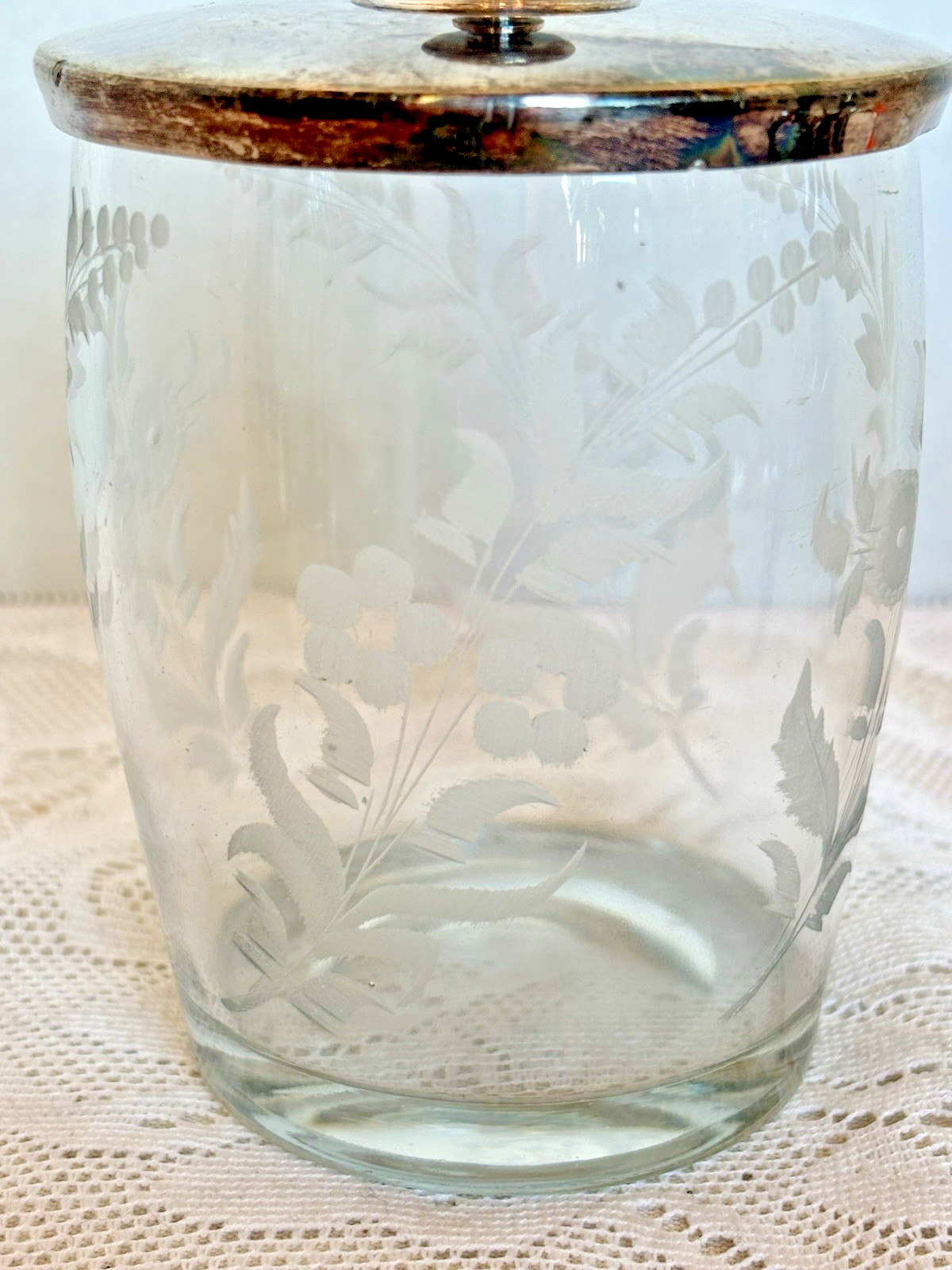 Antique Reed & Barton 980 Victorian Pickle Castor Etched Glass Silverplate