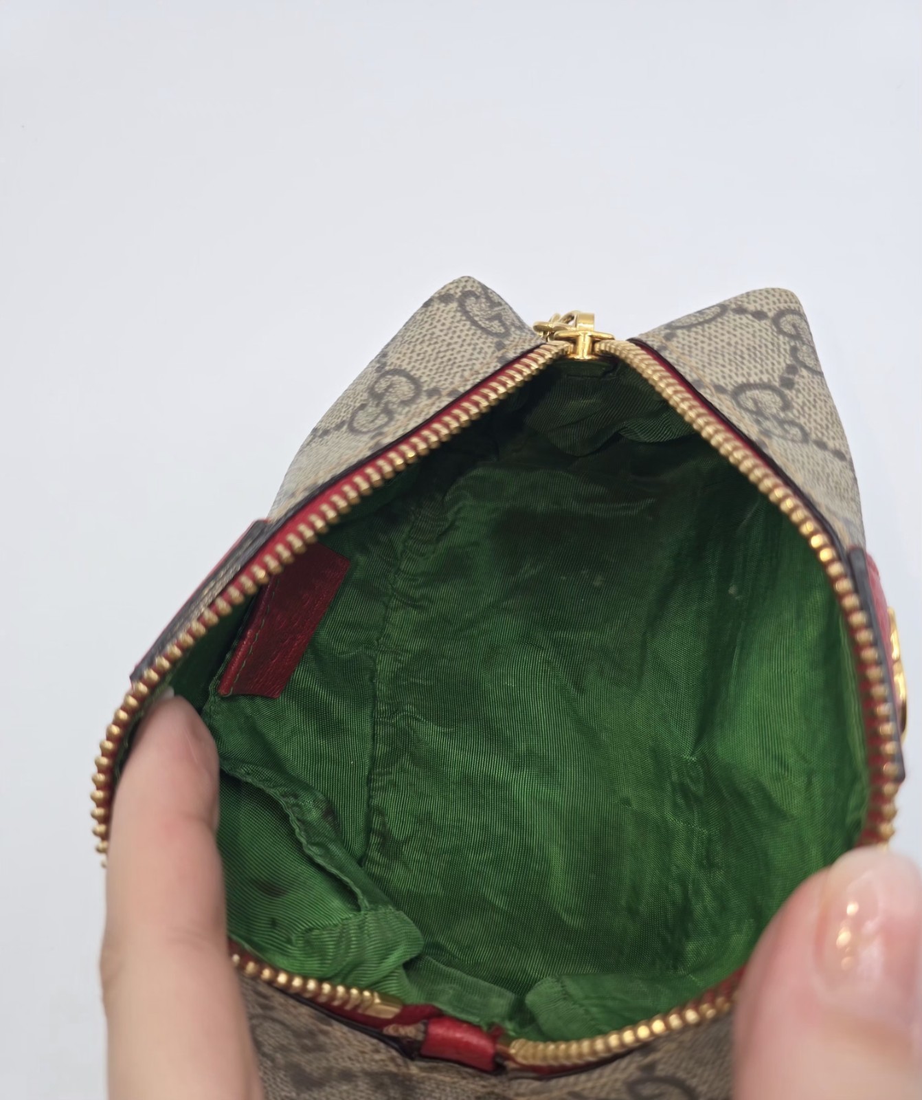 Authentic! Gucci Ophidia Cosmetic Pouch GG Coated Canvas Small