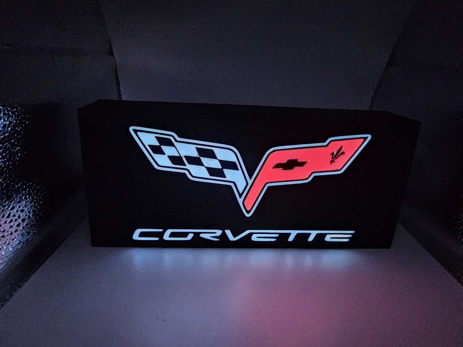 Chevy Corvette Decor Man Cave Desk LED Lightbox USB Powered lighted sign shop