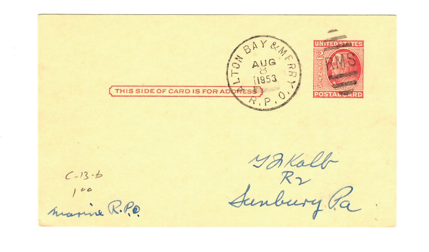 1953 Alton Bay Merry Meeting RPO Marine RMS Postal Card NH Lake Steamer C090