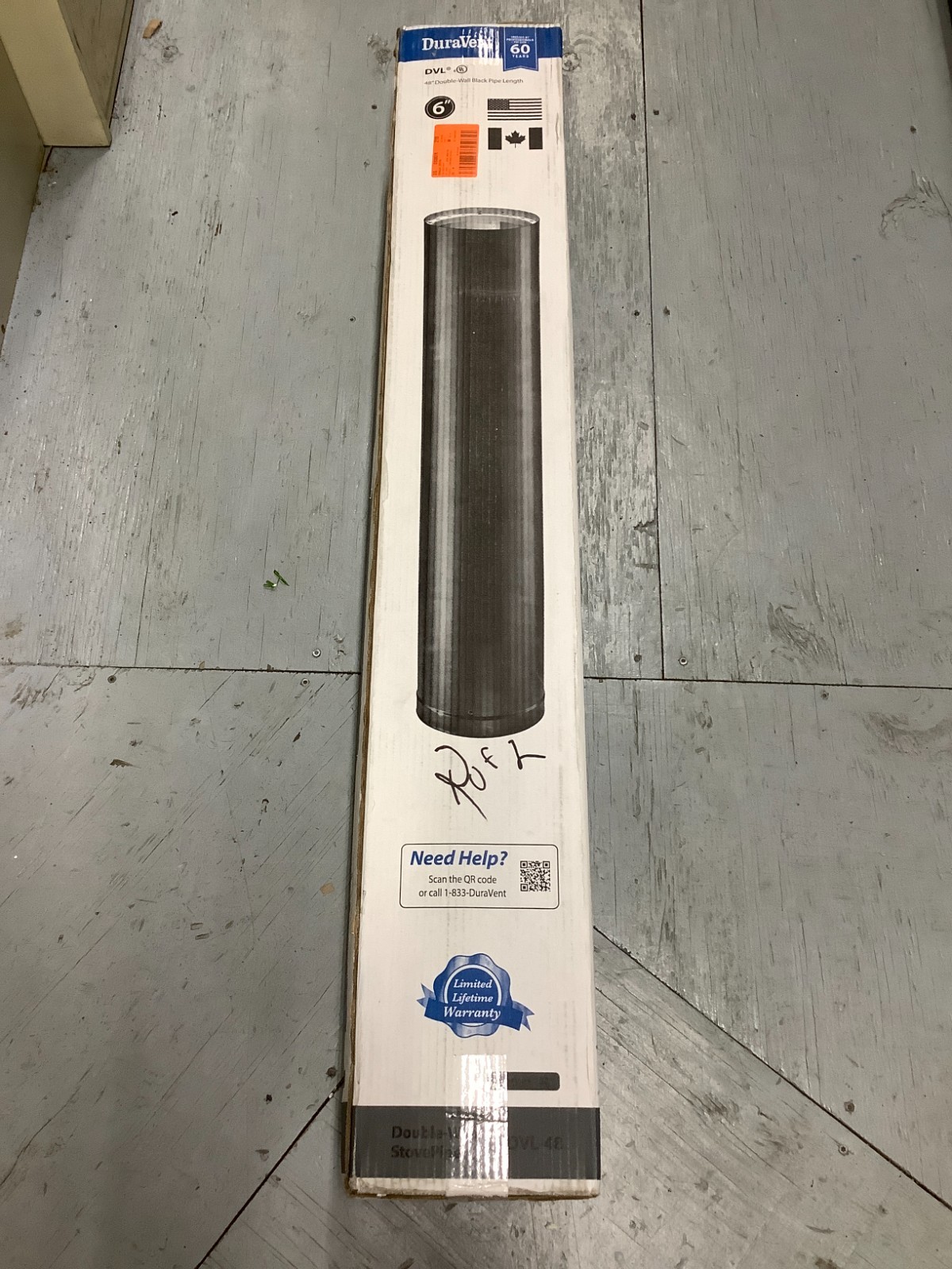 DuraVent 6DVL-48 6" x 48" Double-Wall Black Stove Pipe NEW