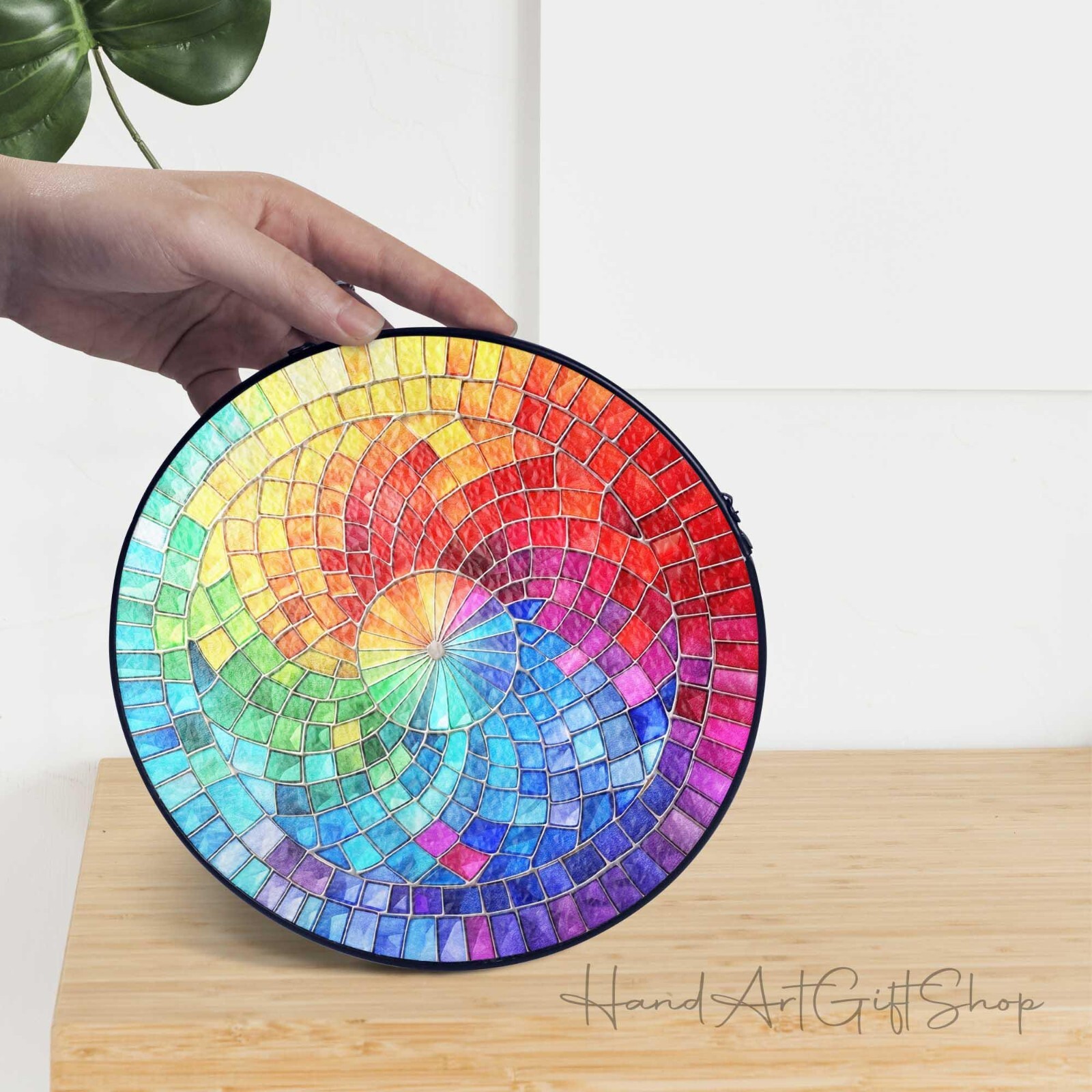 Rainbow Spiral Stained Glass Suncatcher, Spiral Window Hanging Decor