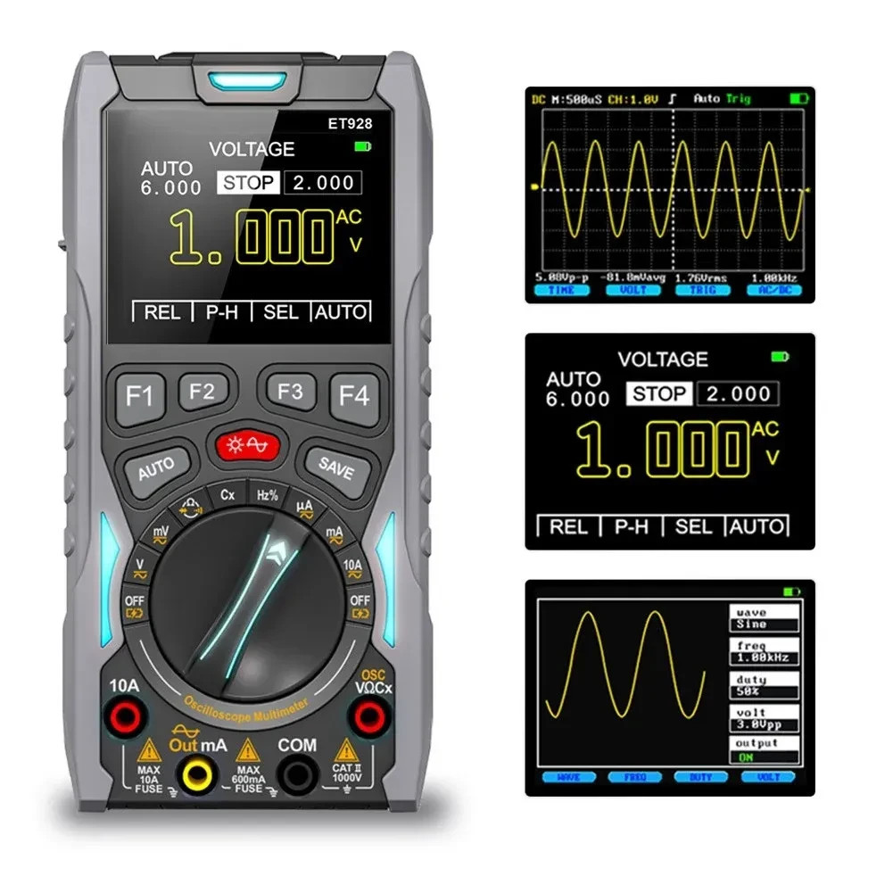 OOLTOP ET928 3-in-1 Handheld Oscilloscope Multimeter Signal Generator 12MHz 50Ms