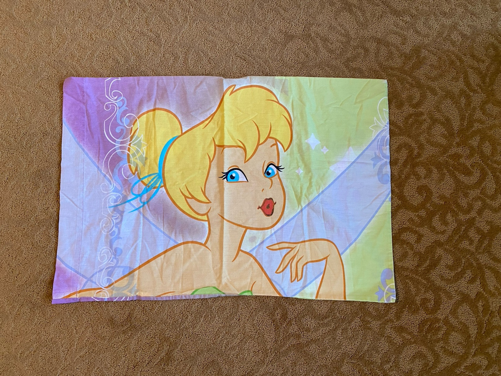 Vtg Tinker Bell Twin Sheet Set Lavender Purple Flat And Fitted With Pillowcase