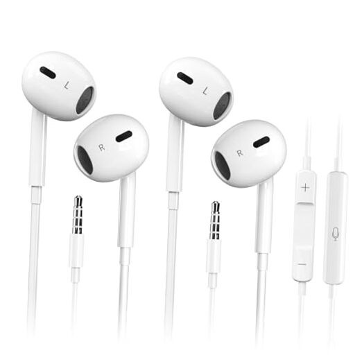 Wired Earbuds with Mic, Ultra Clear Calls & Noise Isolation, 3.5mm, 2-Pack