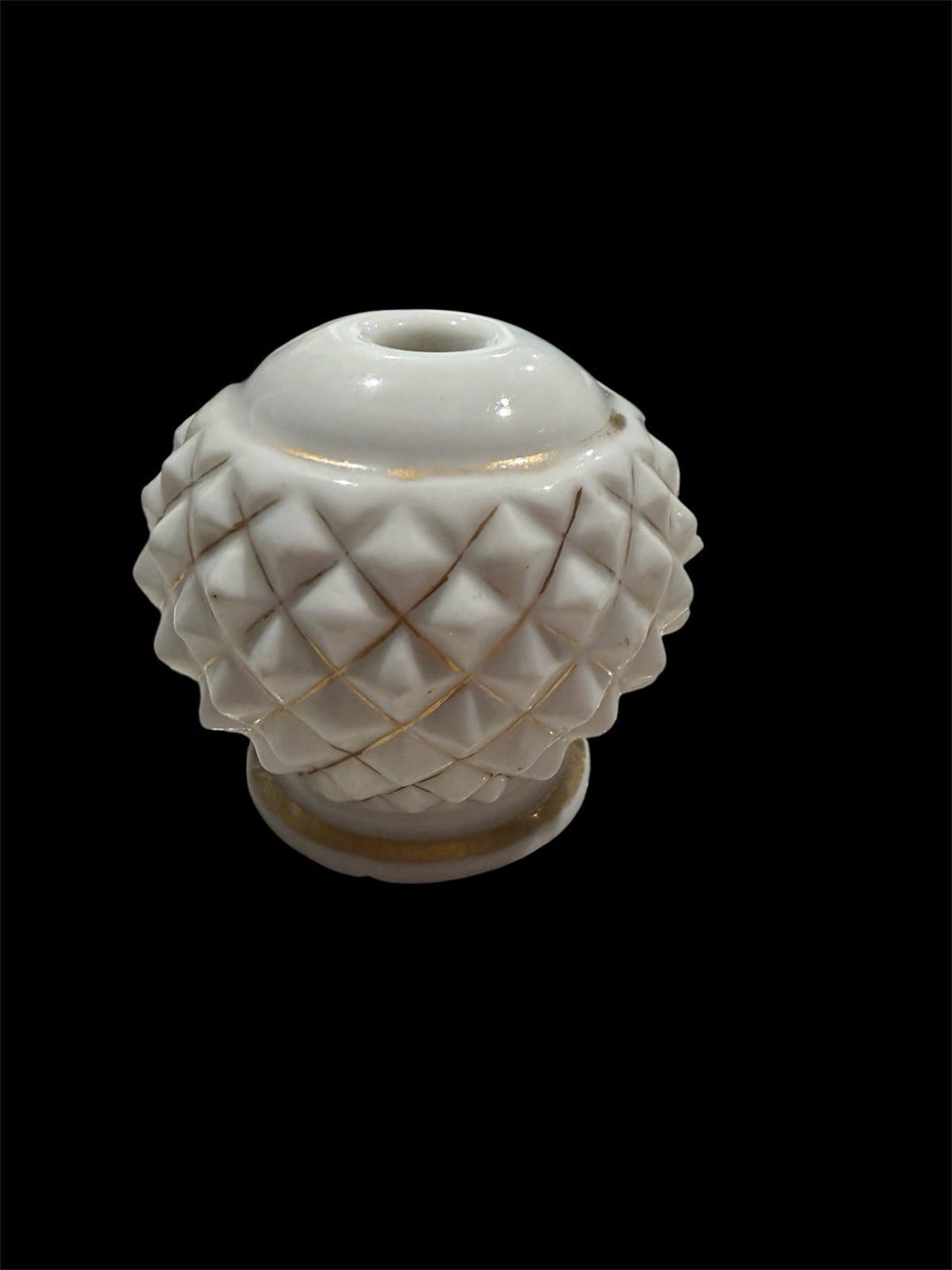 Victorian Milk Glass Inkwell With Gilding