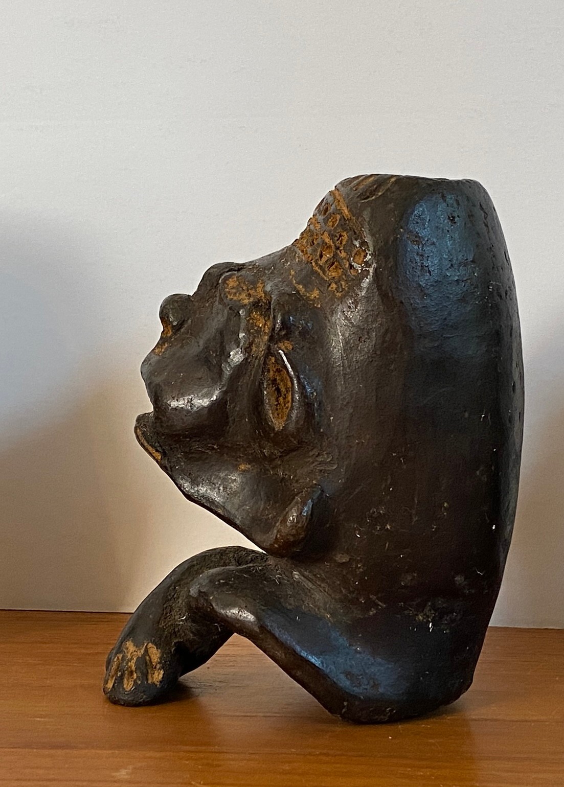 3 Pre Columbian Style Black Ware Clay Figures Musical Seated Vintage / Antique