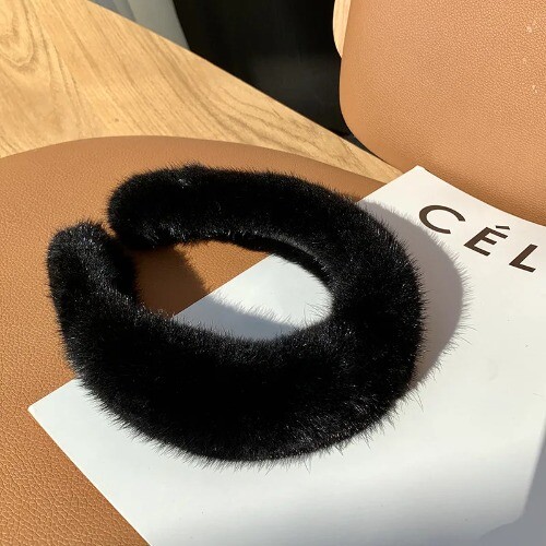 2025 New Women's Luxury Winter 100% Mink Fur Headband Real Fur Hair Band