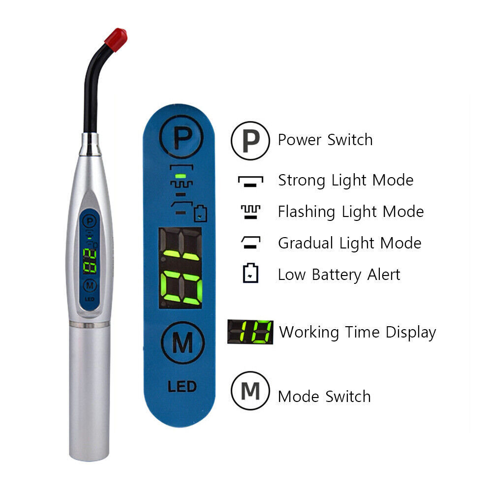 Dental Wireless Cordless LED Cure Curing Light Lamp 2000mw 5W Tool Resin Cure US