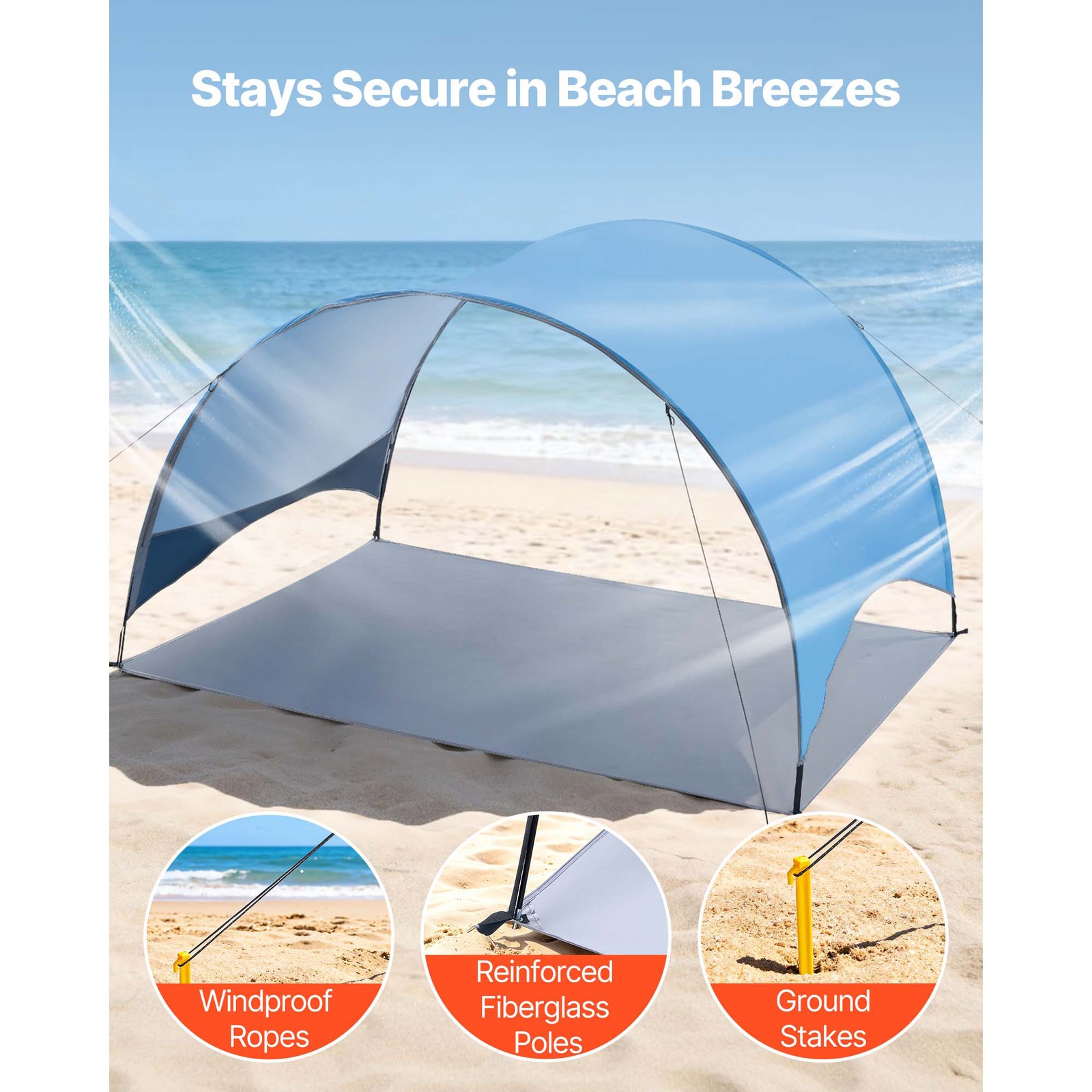 Uimoso Beach Tent Sun Shelter Canopy for 4 People with UPF 50+ Protection