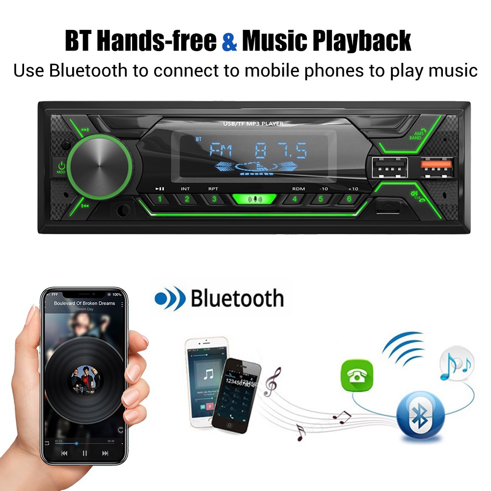 Bluetooth Car Stereo Radio Single Din Head Unit MP3 Player FM RDS USB SD AUX