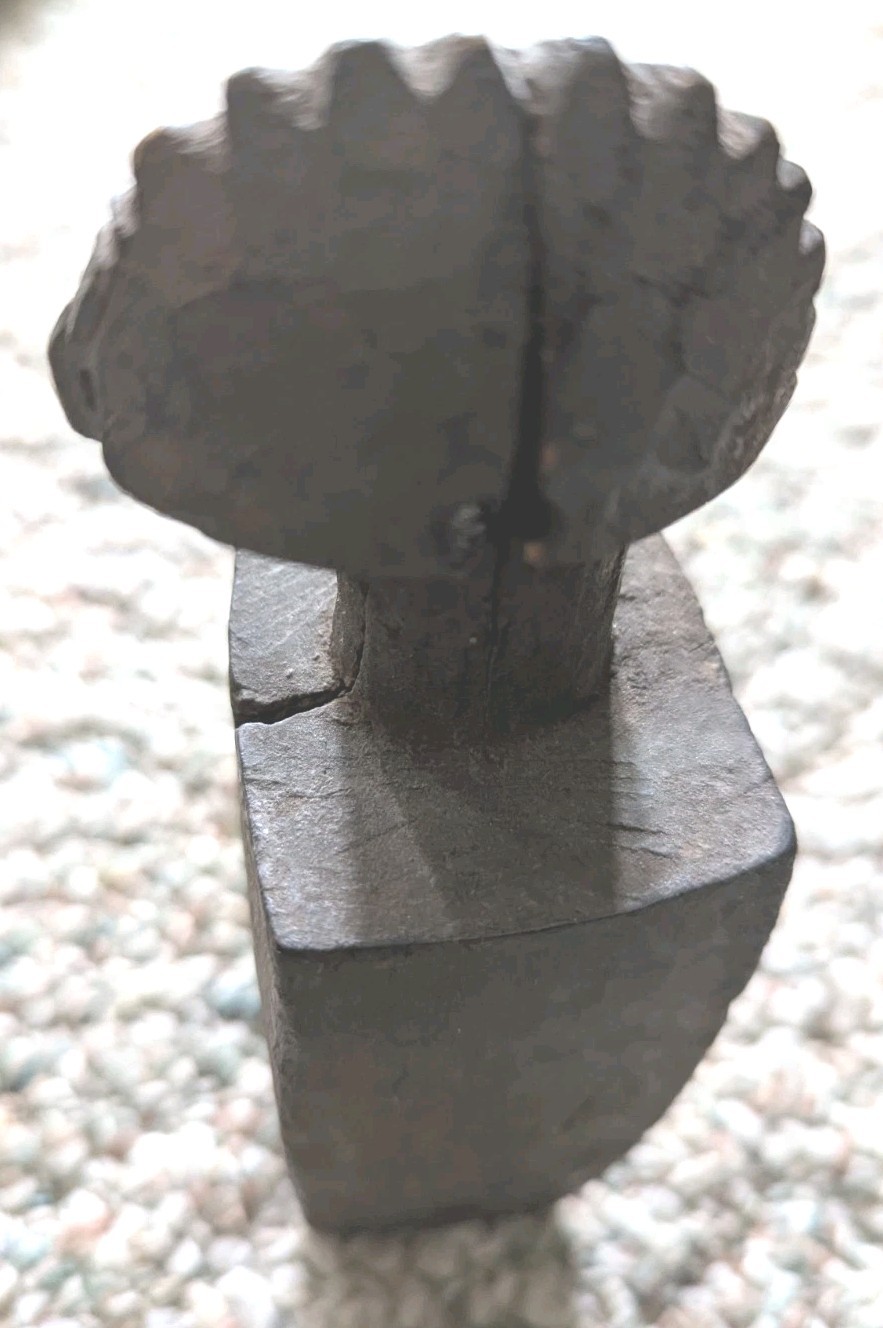 AFRICAN HEDDLE PULLEY ABSTRACT DESIGN TEXTILE WEAVING TOOL WOOD UTILITARIAN