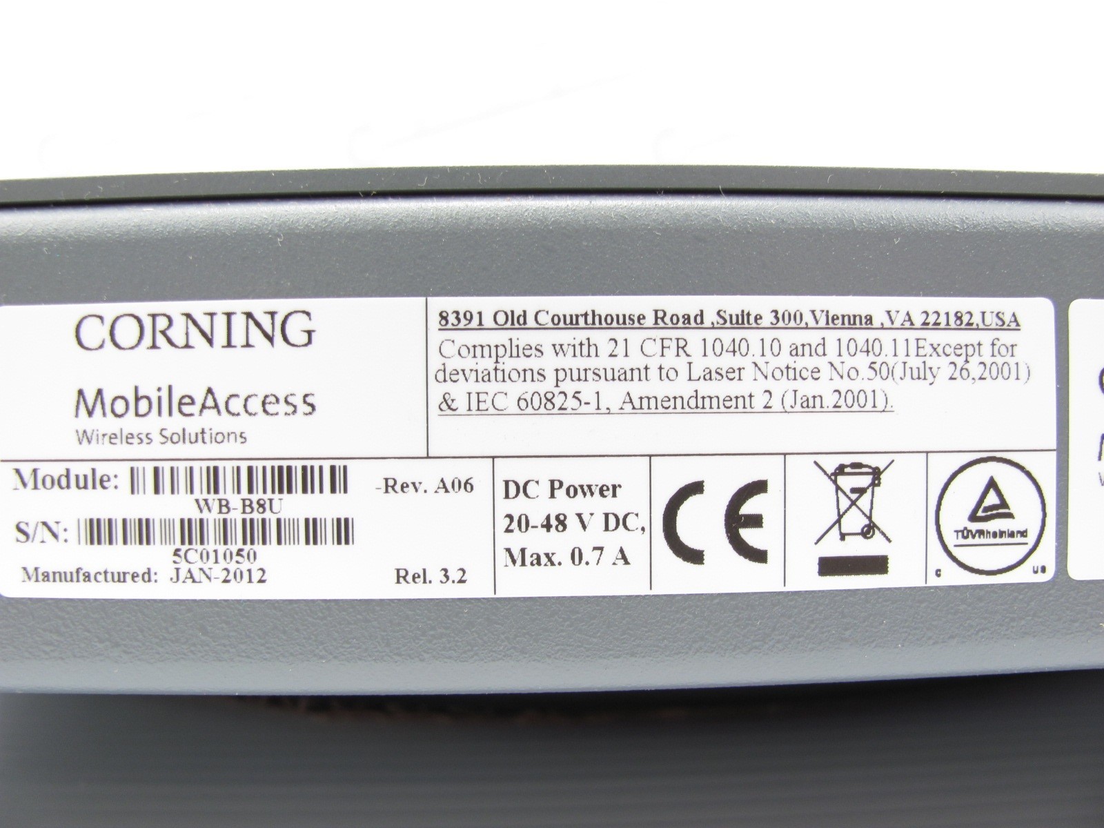 CORNING - W8-B8U 8-PORT BASE UNIT MOBILE ACCESS - 8 x SC/APC optical 1RF -TESTED