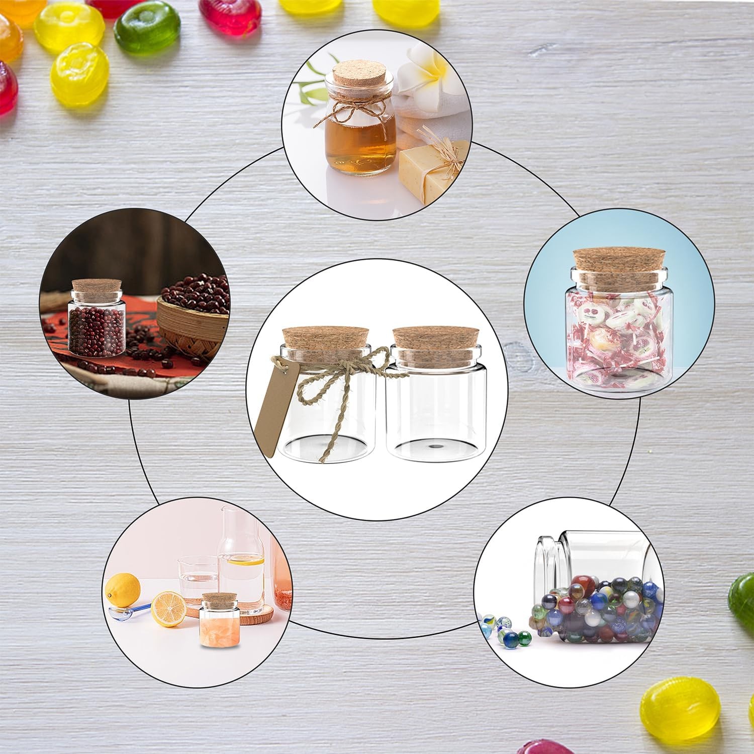 24 Pack 1.7 Oz Glass Bottles with Cork Stoppers,50 ML Mini Small Glass Bottles