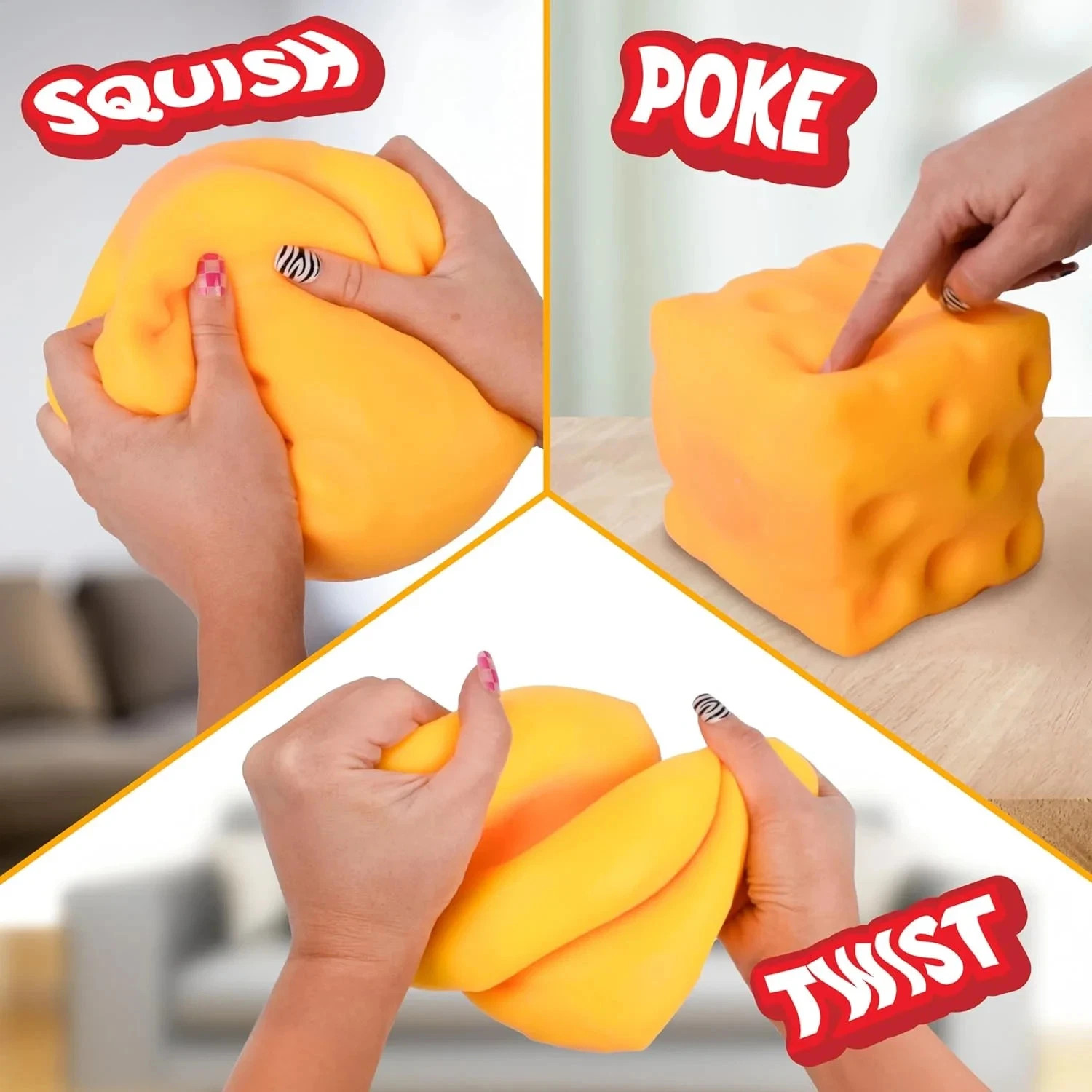 Extra Large Squishy Cheese Block Stress Relief Squeeze Toy