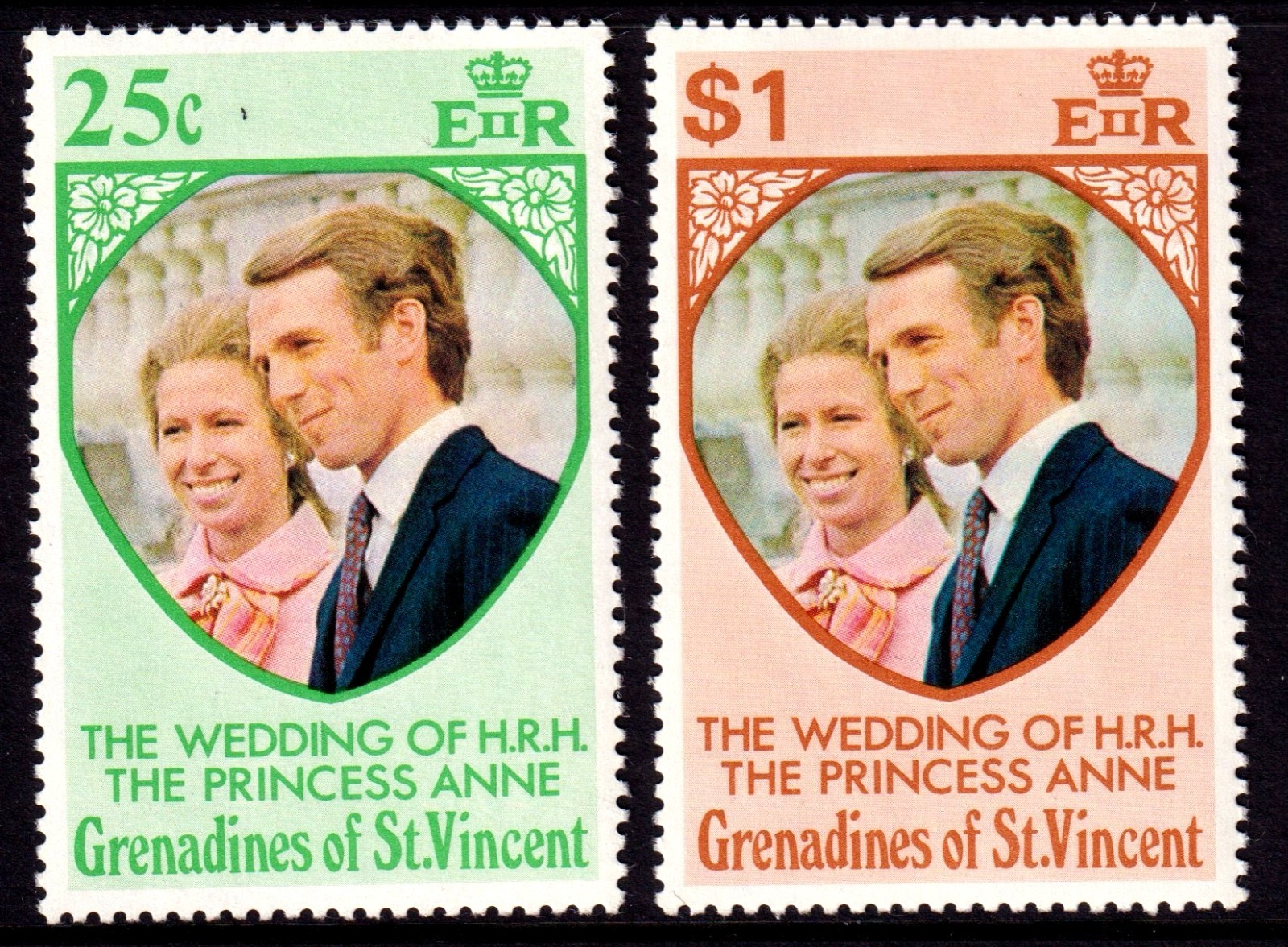 St. Vincent Grenadines 1973 Princess Anne's Wedding Complete Mint MNH Set SC 1-2
