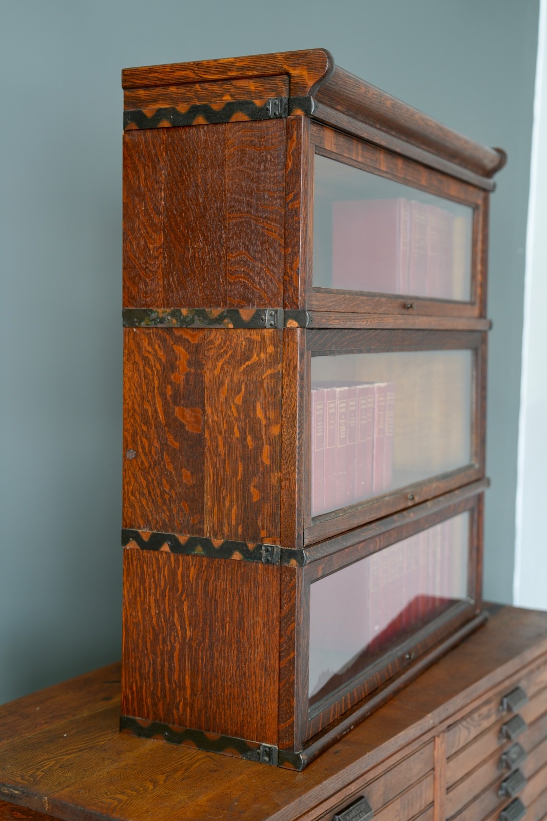 Vintage Macey Lawyer Barrister Bookcase shelf wood Cabinet Glass Doors Antique