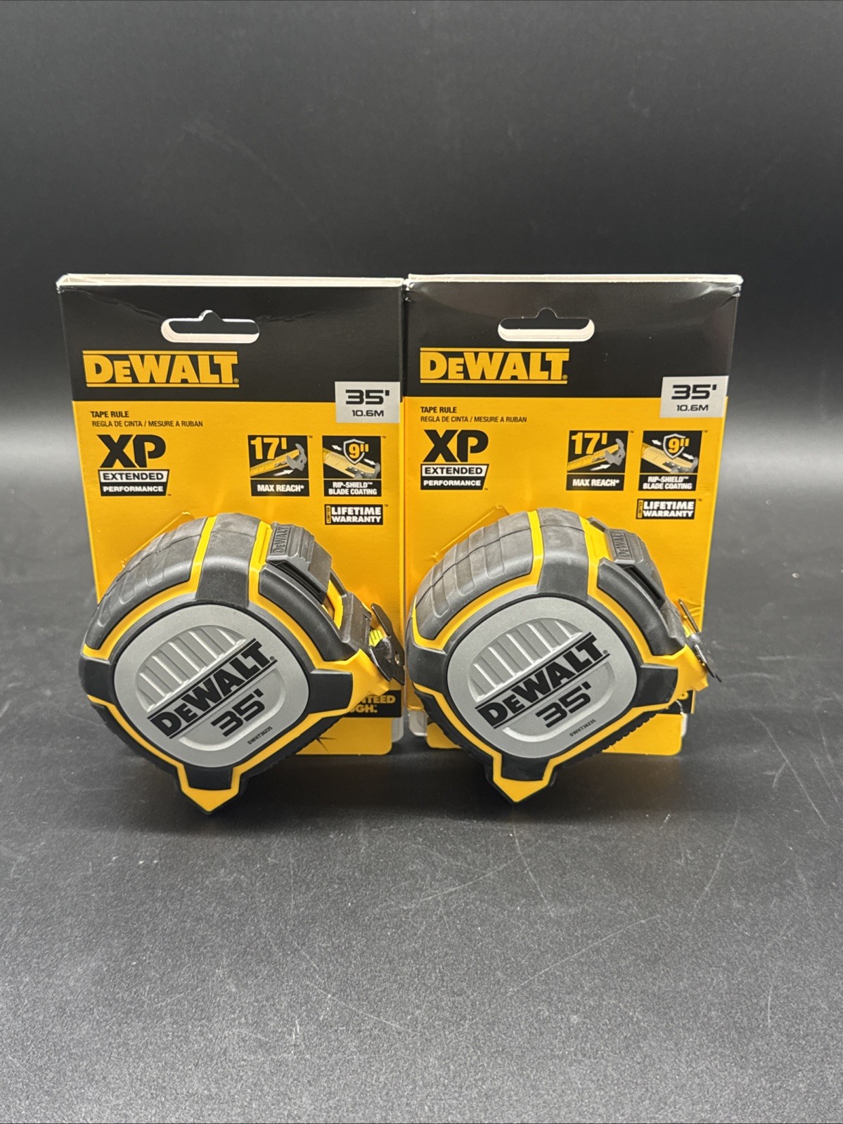 Lot Of 2 DEWALT XP EXTENDED PERFORMANCE 35' Tape Measure DWHT36235