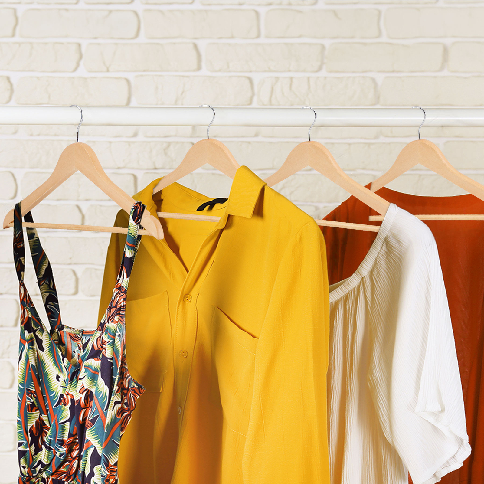 Premium Wooden Hangers 50 Pack Non-Slip Coat Clothes Hangers w/360° Swivel Hook