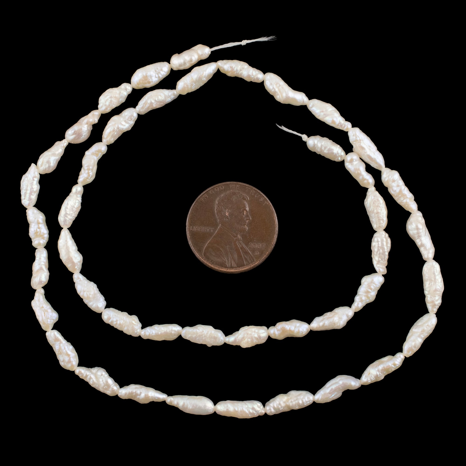 Vintage Japanese Rice Pearl Beads 4mm White Oval 16 Inch Strand