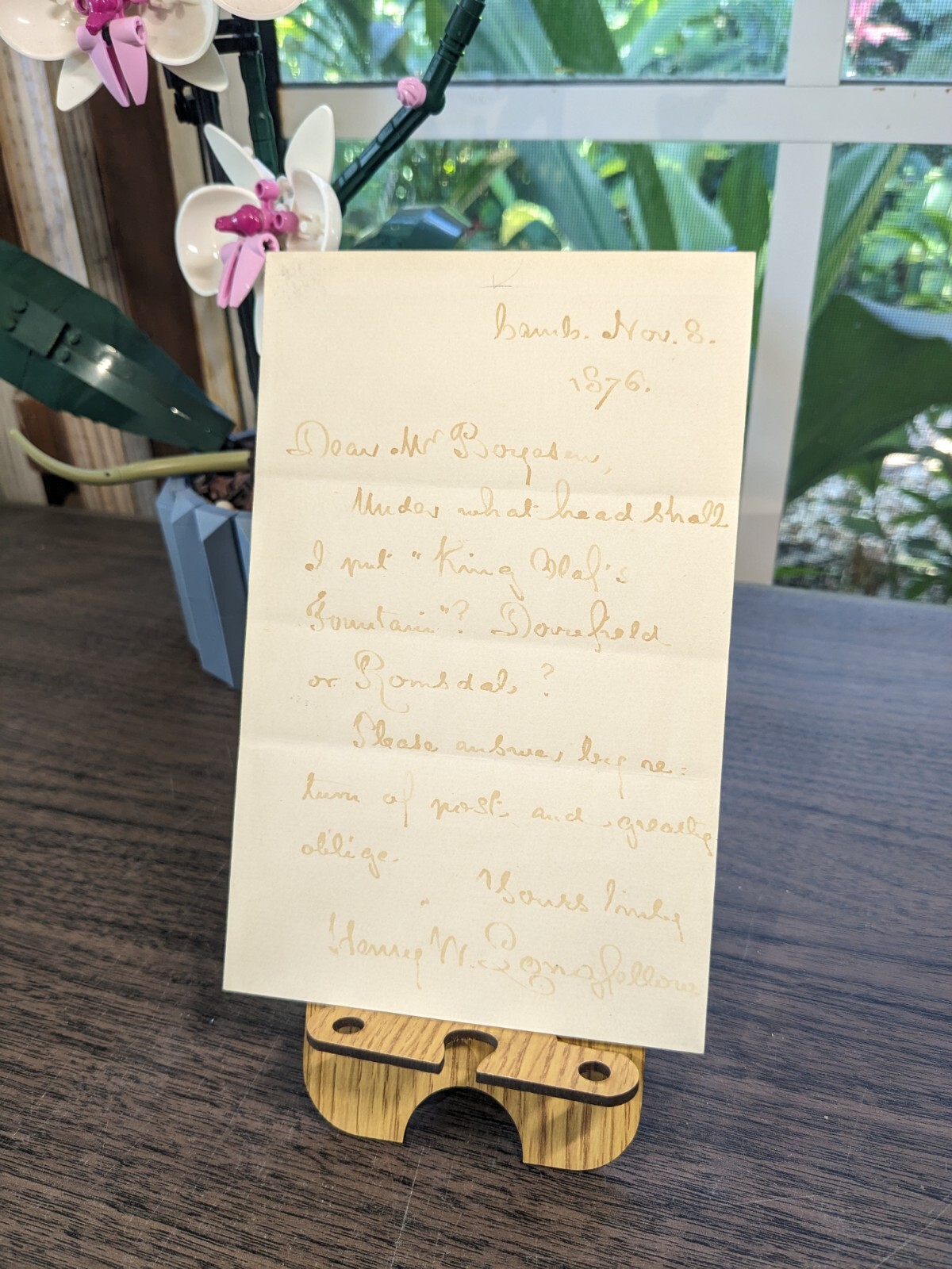 Longfellow Henry Wadsworth Autographed Letter & "Song of Hiawatha" w/ Provenance