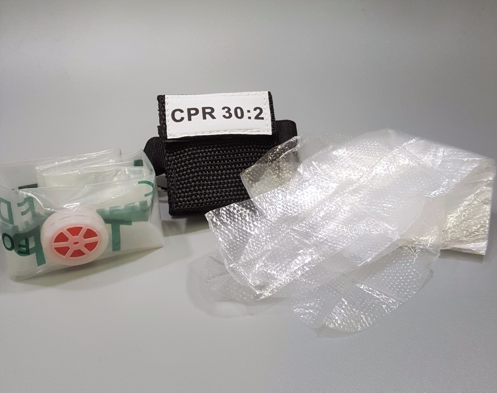 1 Black CPR Keychain Mask - Face Pocket Shield with GLOVES