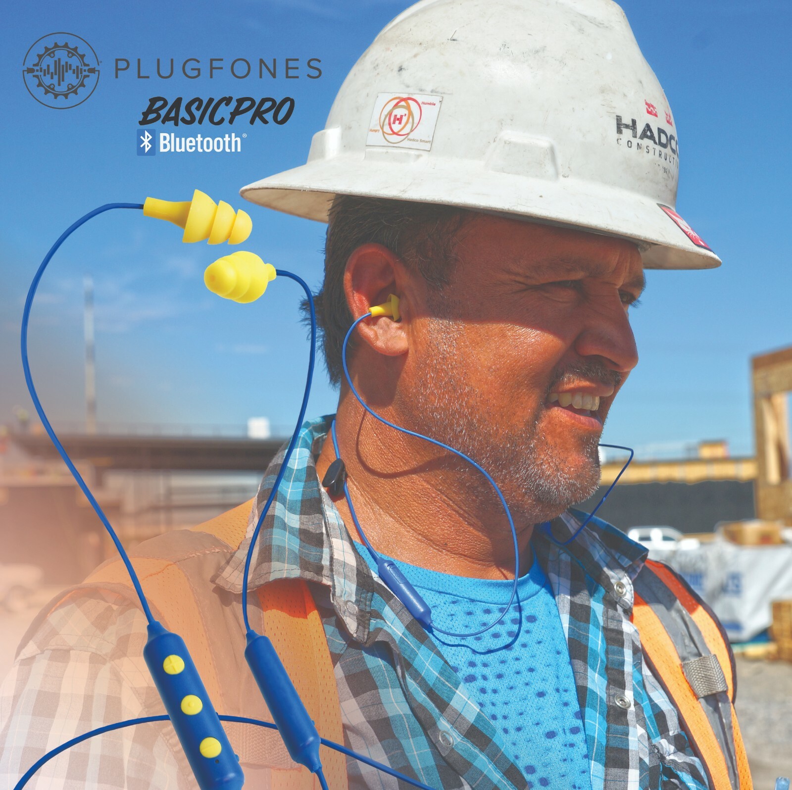 Plugfones Bluetooth Basic Pro Blue/Orange Working buds OSHA ear plugs