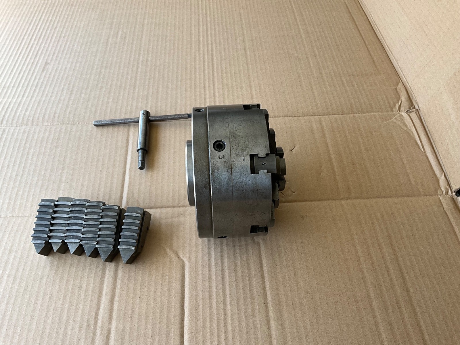 Buck 6inch 6 Jaw Adjust Tru / Hardinge Taper Mount Lathe Chuck