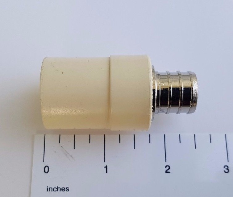 1 PIECE 3/4" PEX X 3/4" CPVC TRANSITION COUPLING ADAPTER (LEAD FREE BRASS