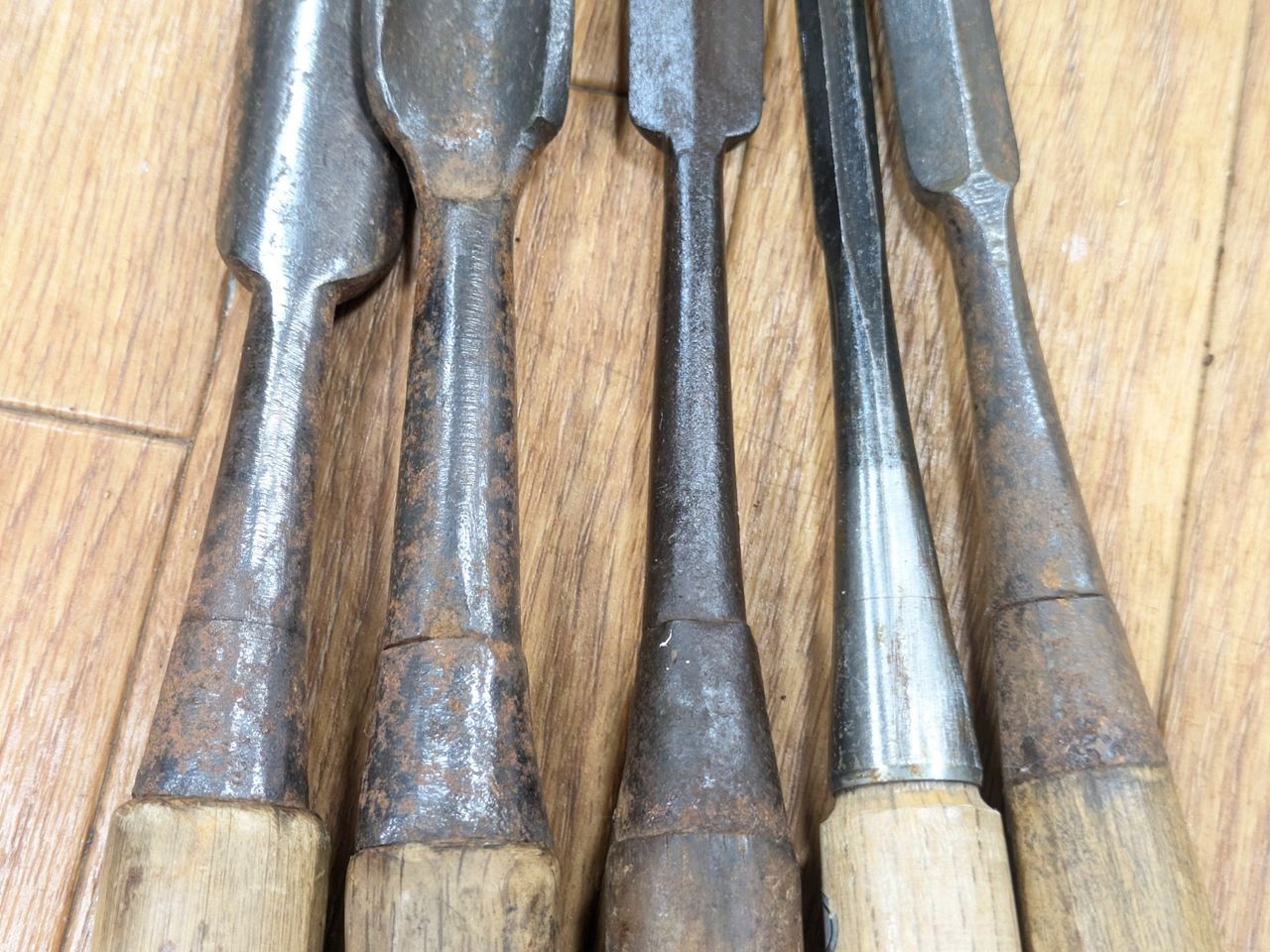 Japanese vintage chisel tataki Nomi Japan Signed Old 25.28.18.9.14mm LL986