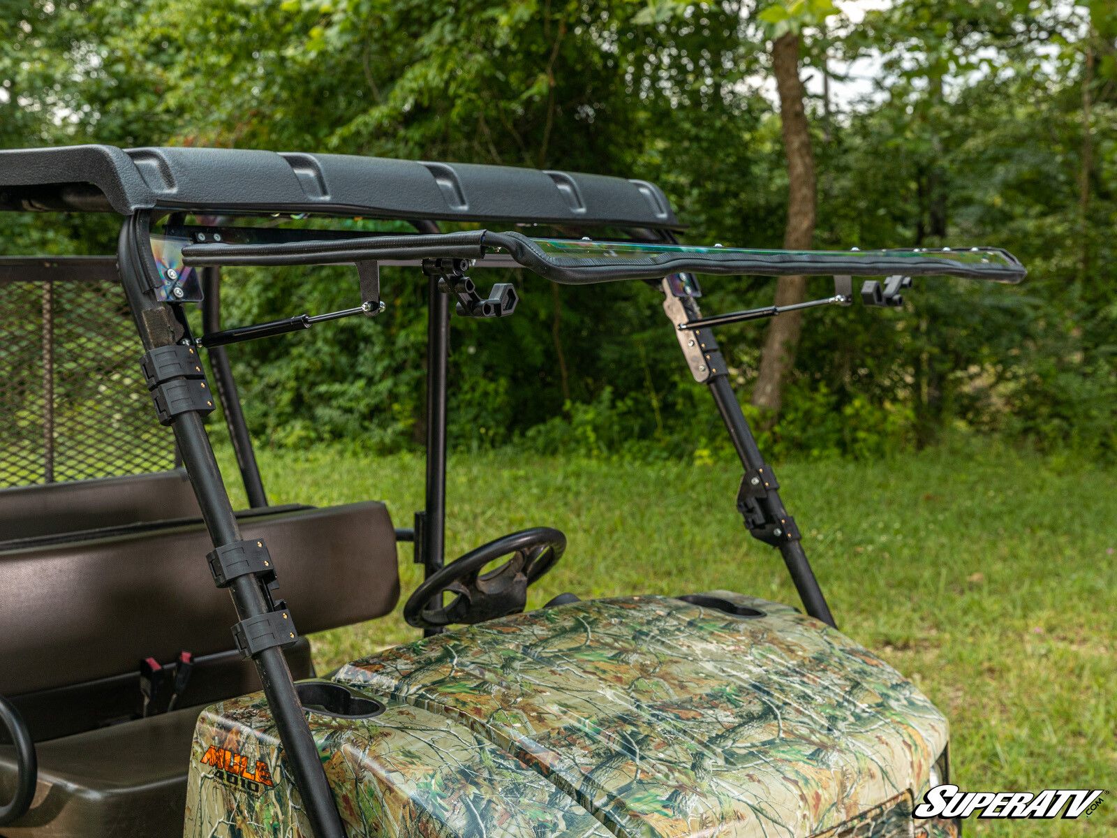 SuperATV Scratch Resistant Flip Windshield for Kawasaki Mule 4000/4010