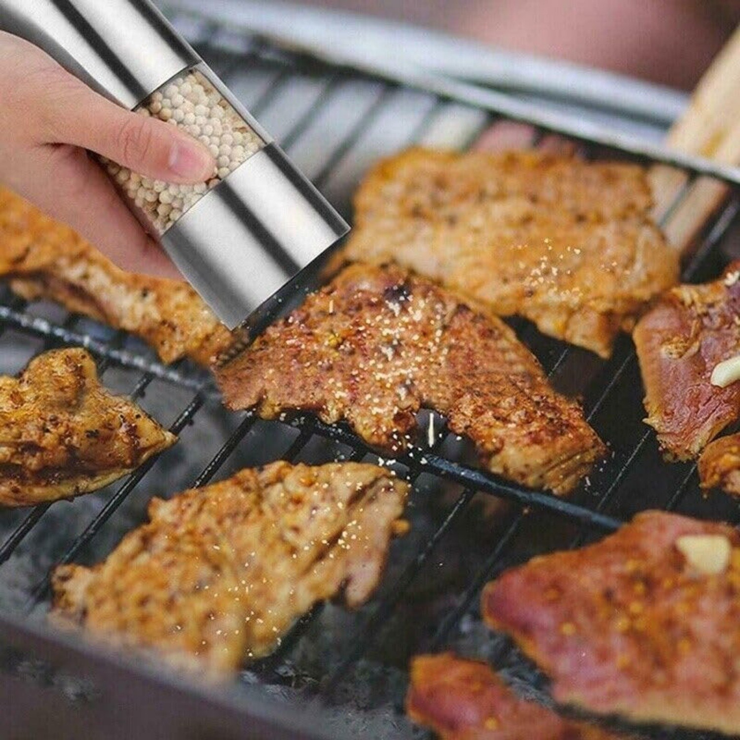 2PCS Electric Salt Pepper Grinder Mill Shakers Set Adjustable Stainless Steel