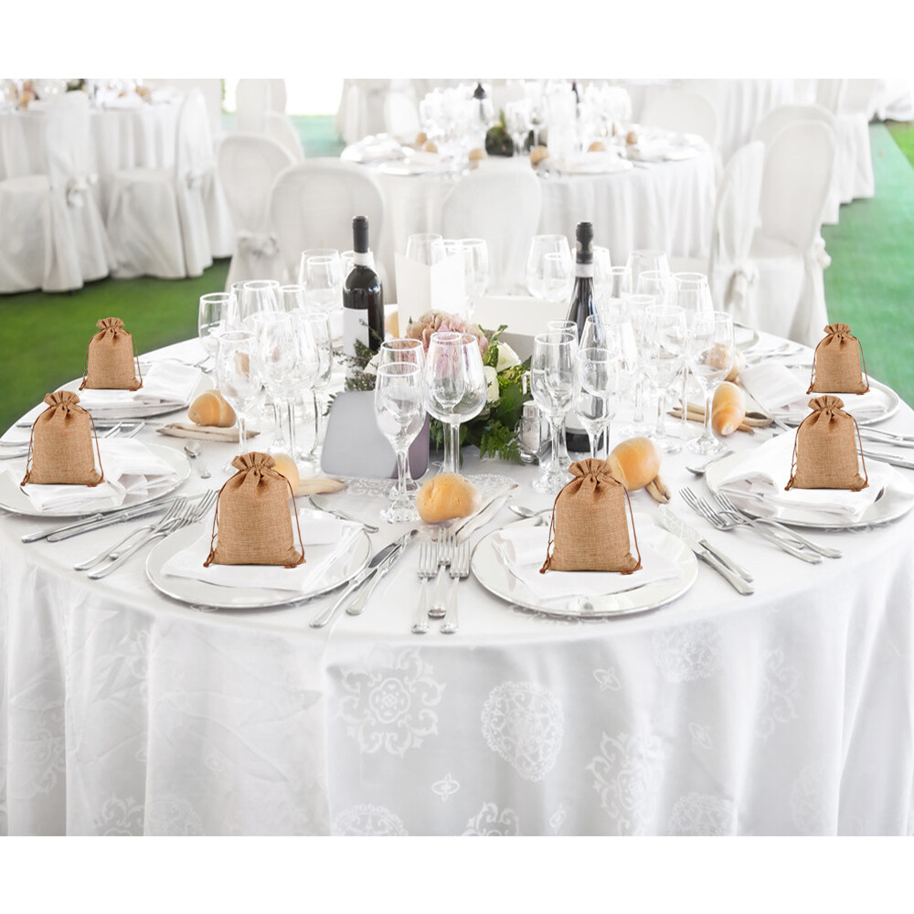 100 200 Wedding Favor Bags Hessian Burlap Jute Gift Bag Jewelry Drawstring Pouch